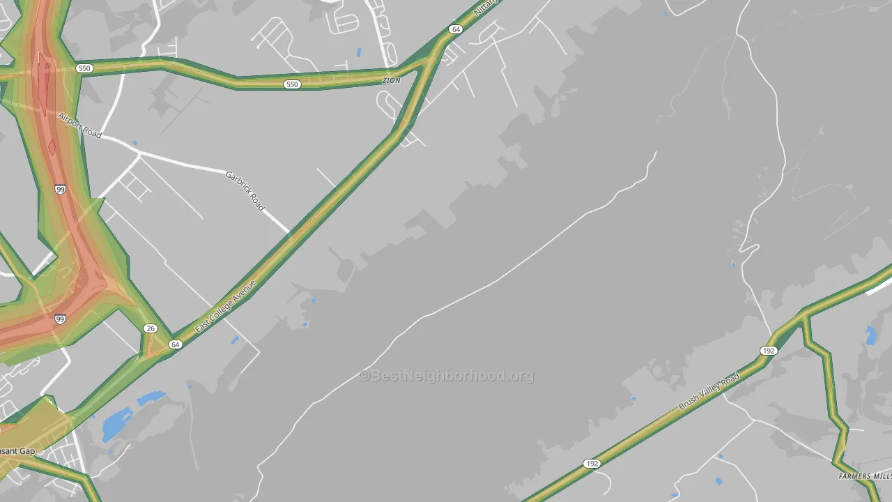 Zion, PA Map of Noise Levels in Zion