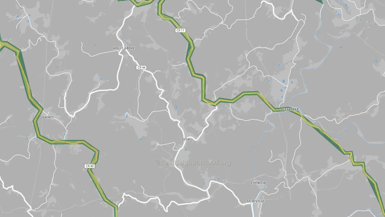 Zion, WV Map of Noise Levels in Zion