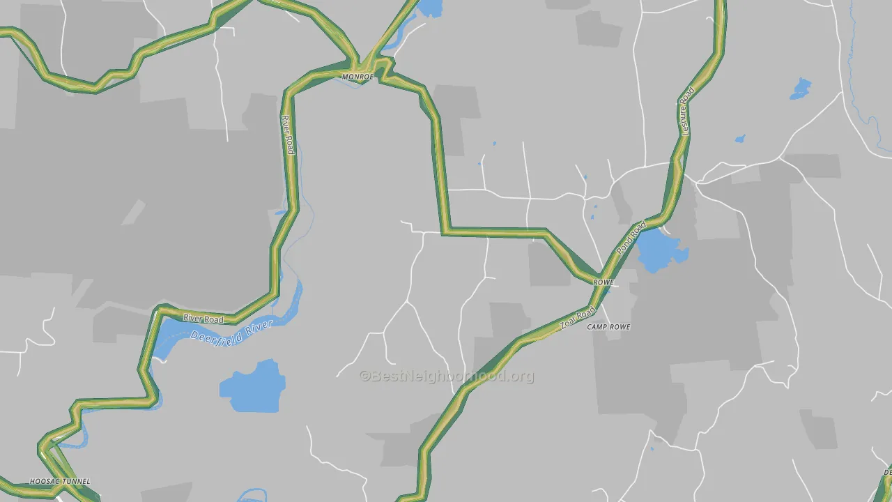 Zoar, MA Map of Noise Levels in Zoar