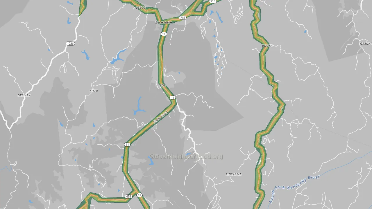 Zoe, KY Map of Noise Levels in Zoe