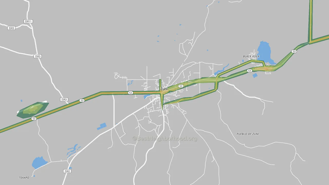 Zuni Pueblo, NM Map of Noise Levels in Zuni Pueblo