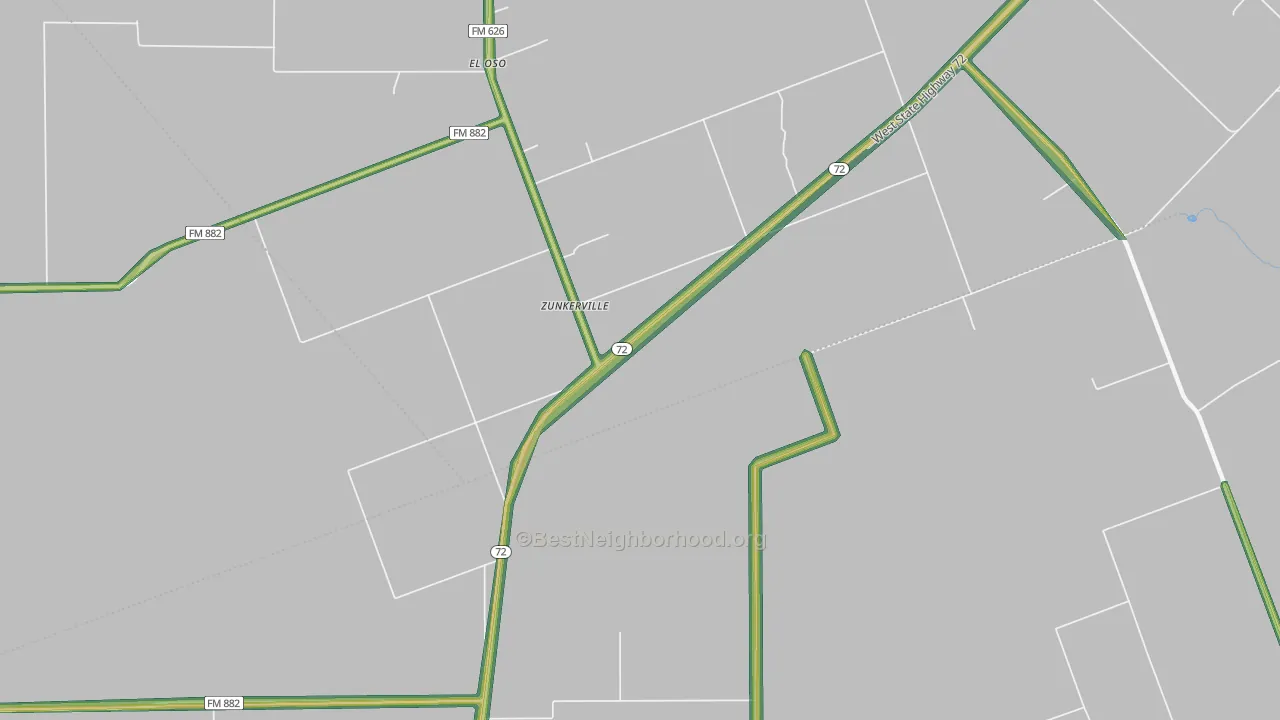 Zunkerville, TX Map of Noise Levels in Zunkerville