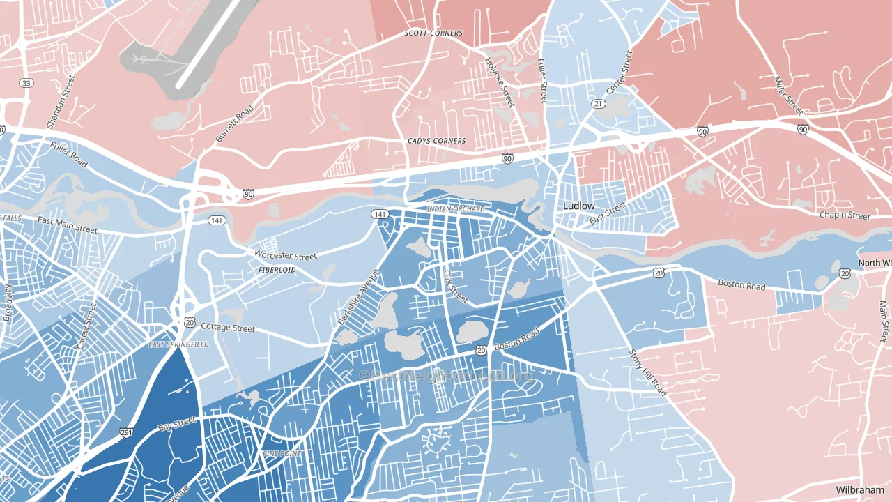 01151, MA block-group political-lean map