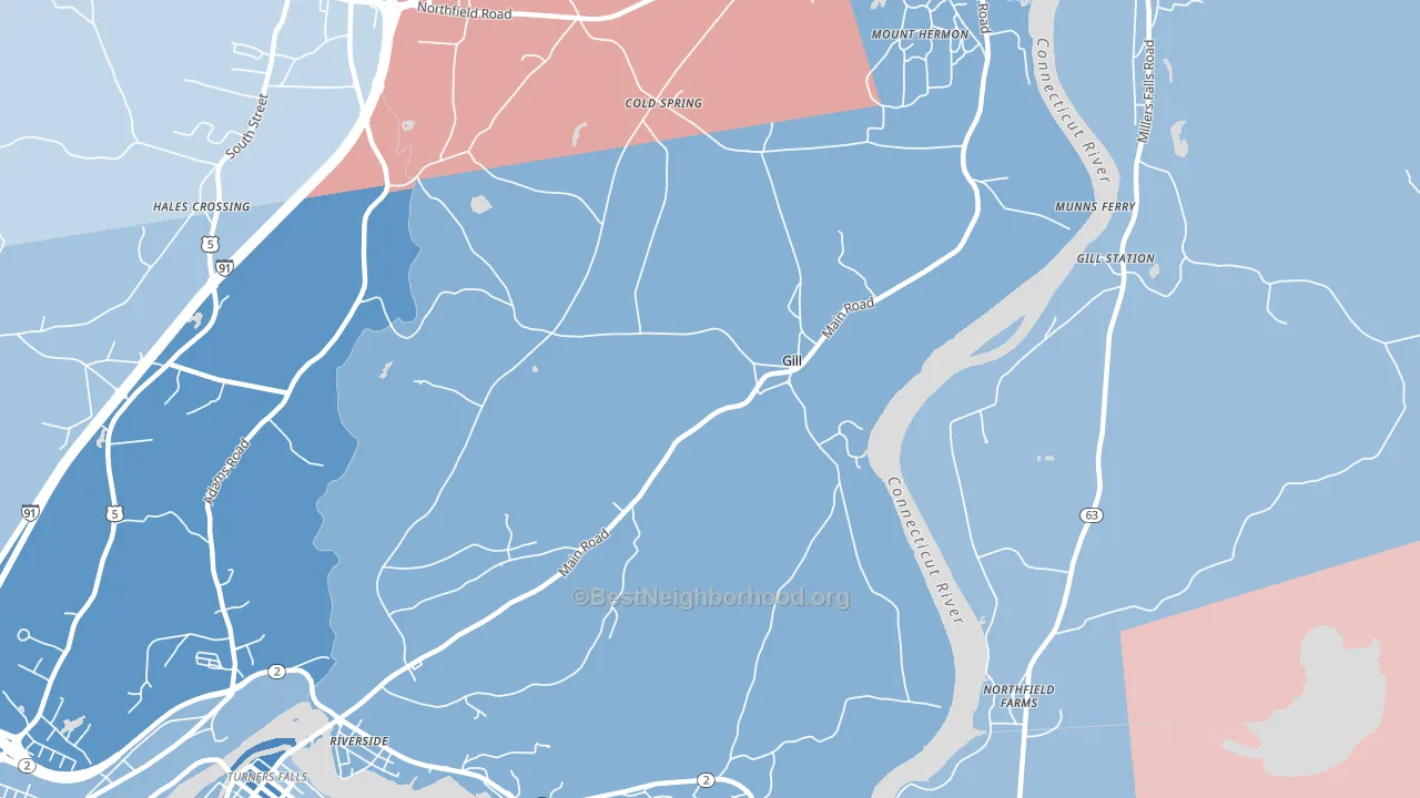 01354, MA block-group political-lean map