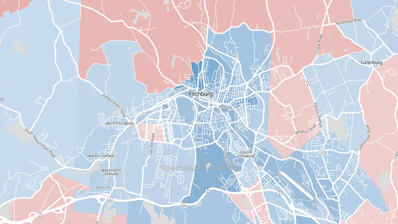 01420, MA block-group political-lean map