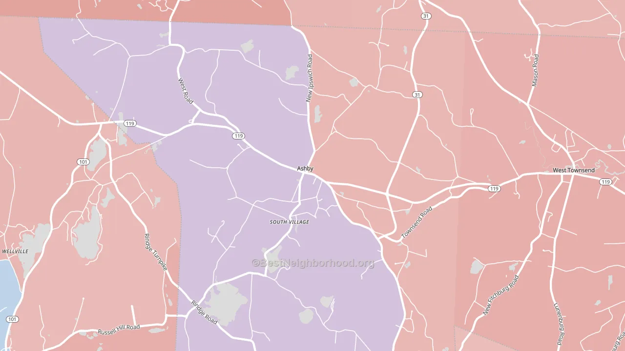 01431, MA block-group political-lean map