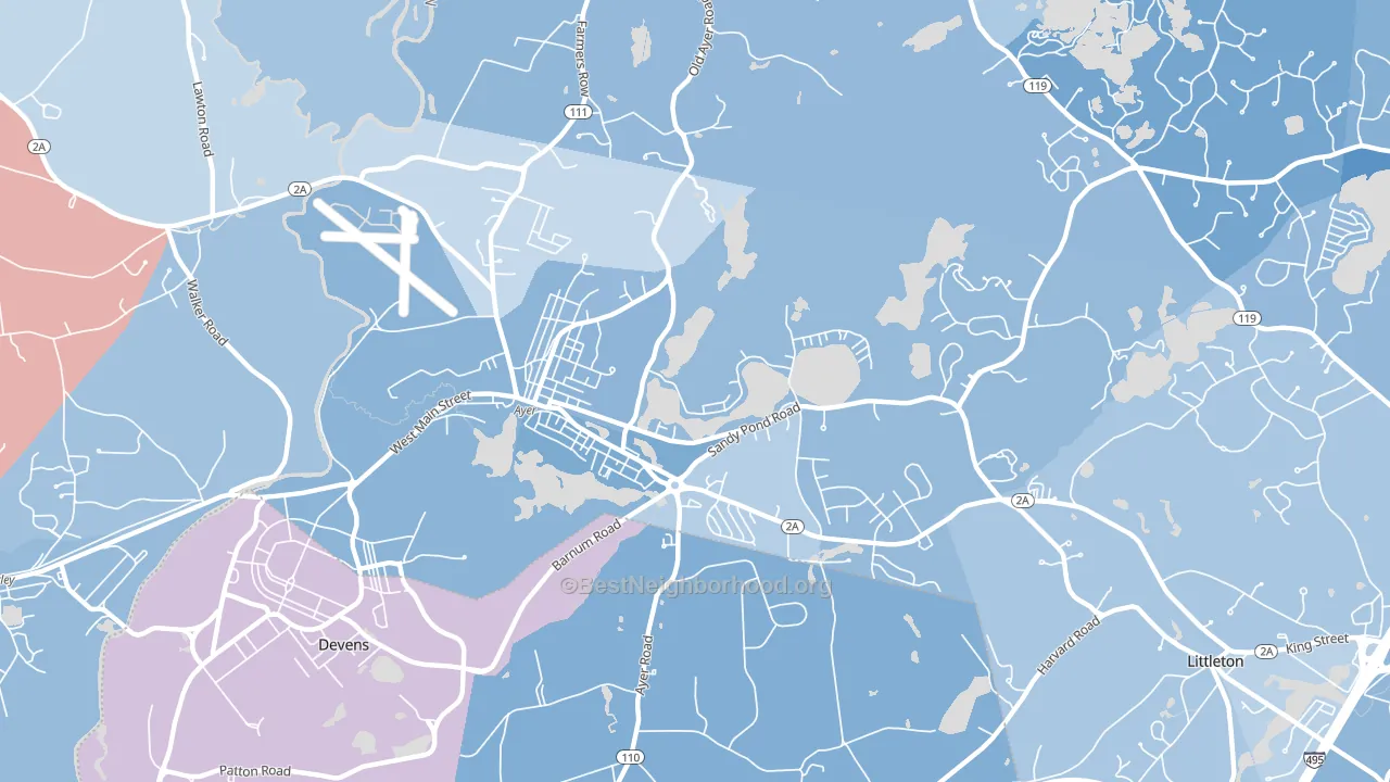 01432, MA block-group political-lean map