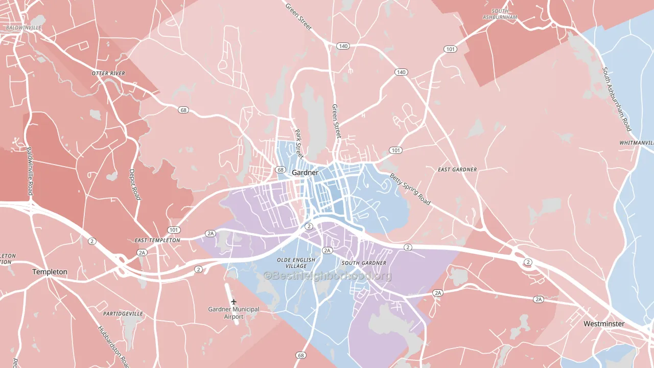 01440, MA block-group political-lean map