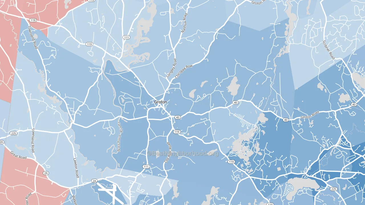 01450, MA block-group political-lean map