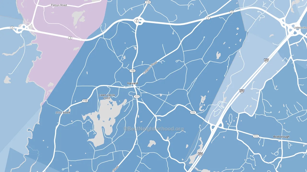 01451, MA block-group political-lean map