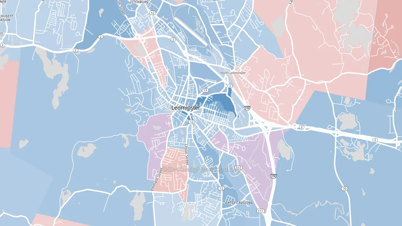 01453, MA block-group political-lean map