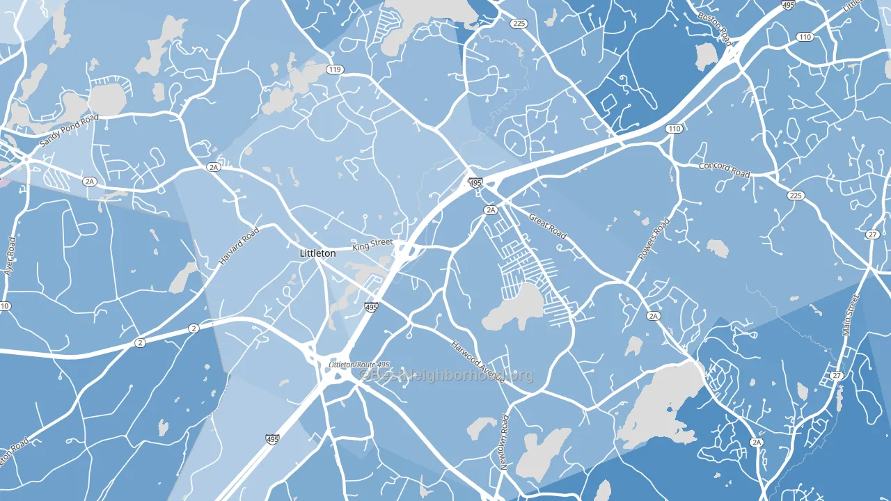 01460, MA block-group political-lean map