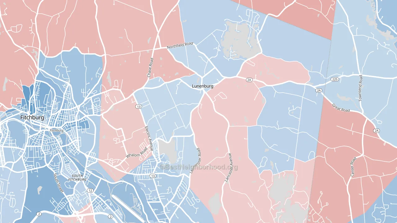 01462, MA block-group political-lean map