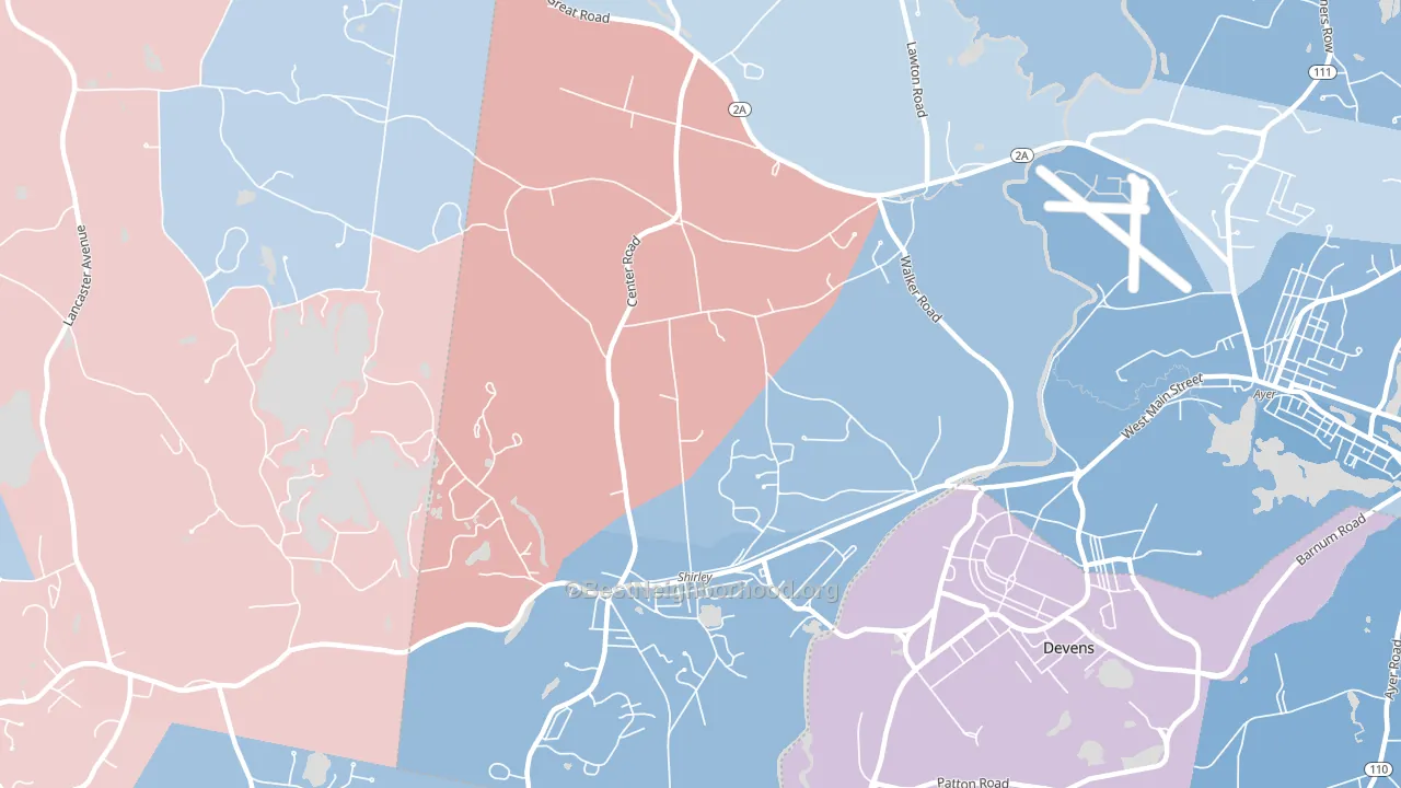 01464, MA block-group political-lean map