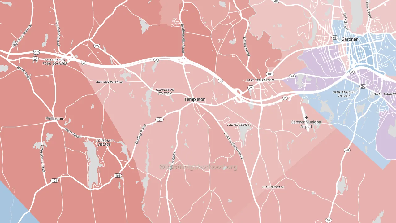 01468, MA block-group political-lean map