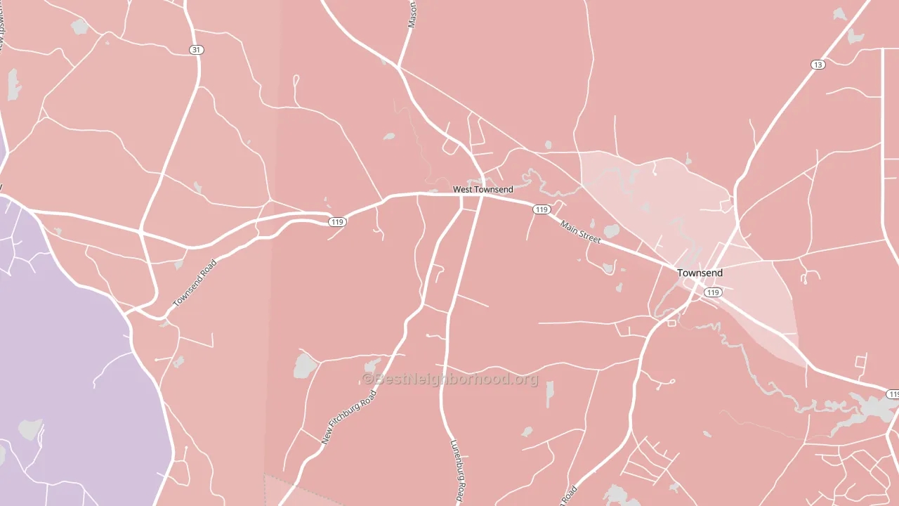 01474, MA block-group political-lean map