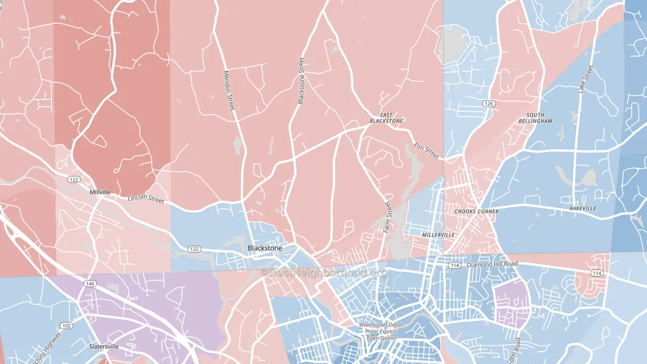 01504, MA block-group political-lean map