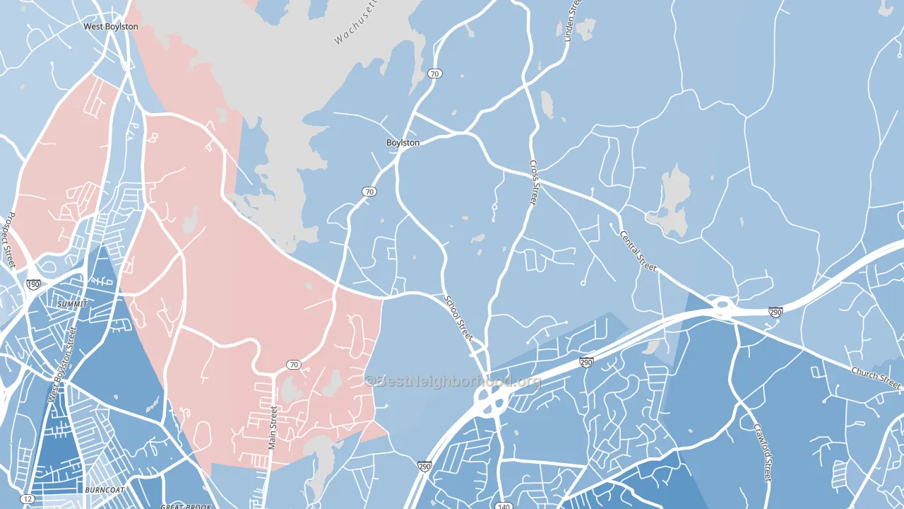 01505, MA block-group political-lean map