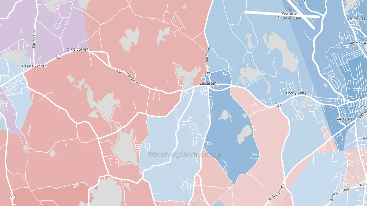 01524, MA block-group political-lean map