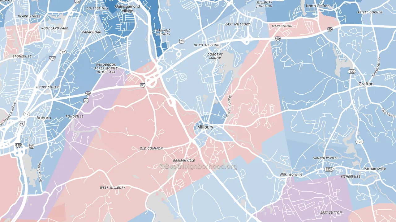 01527, MA block-group political-lean map