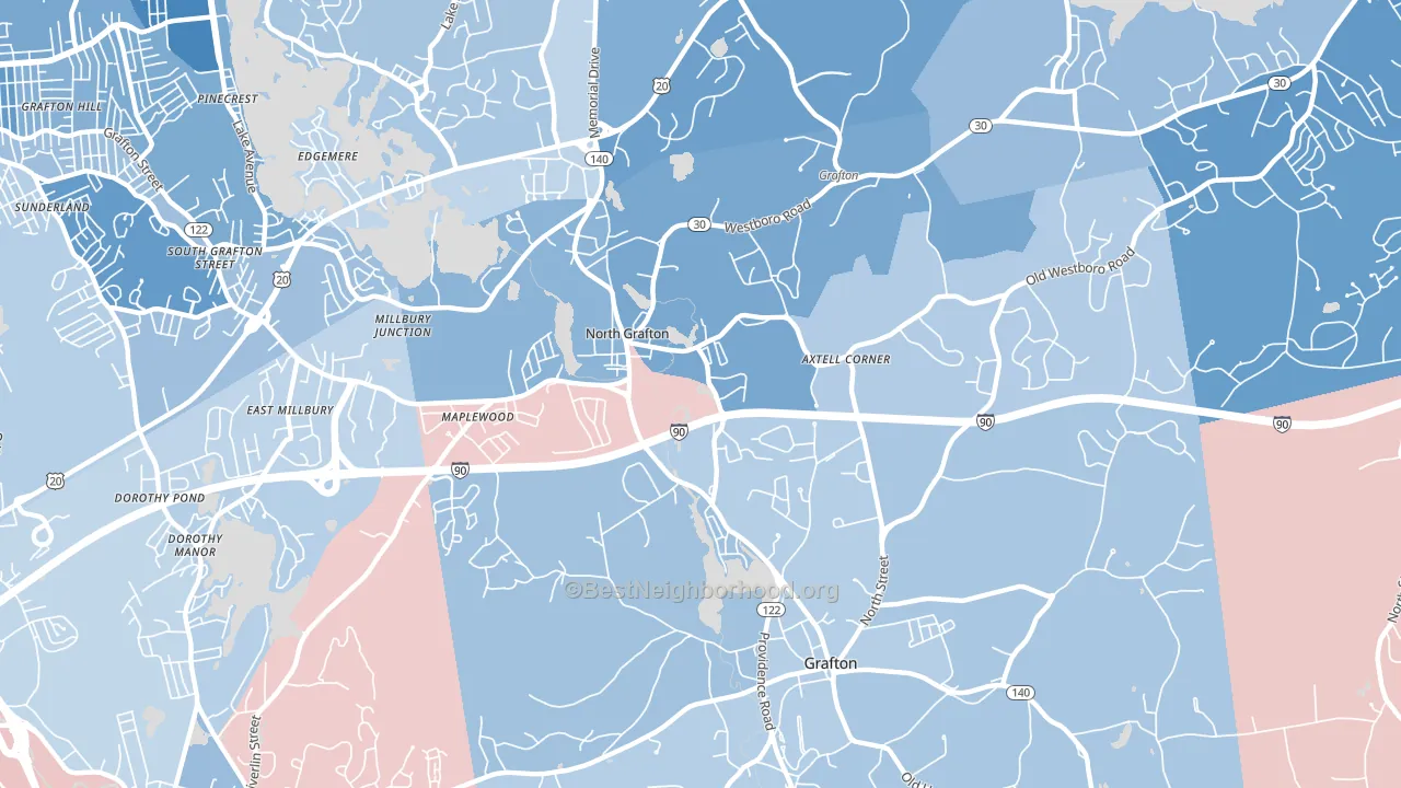01536, MA block-group political-lean map