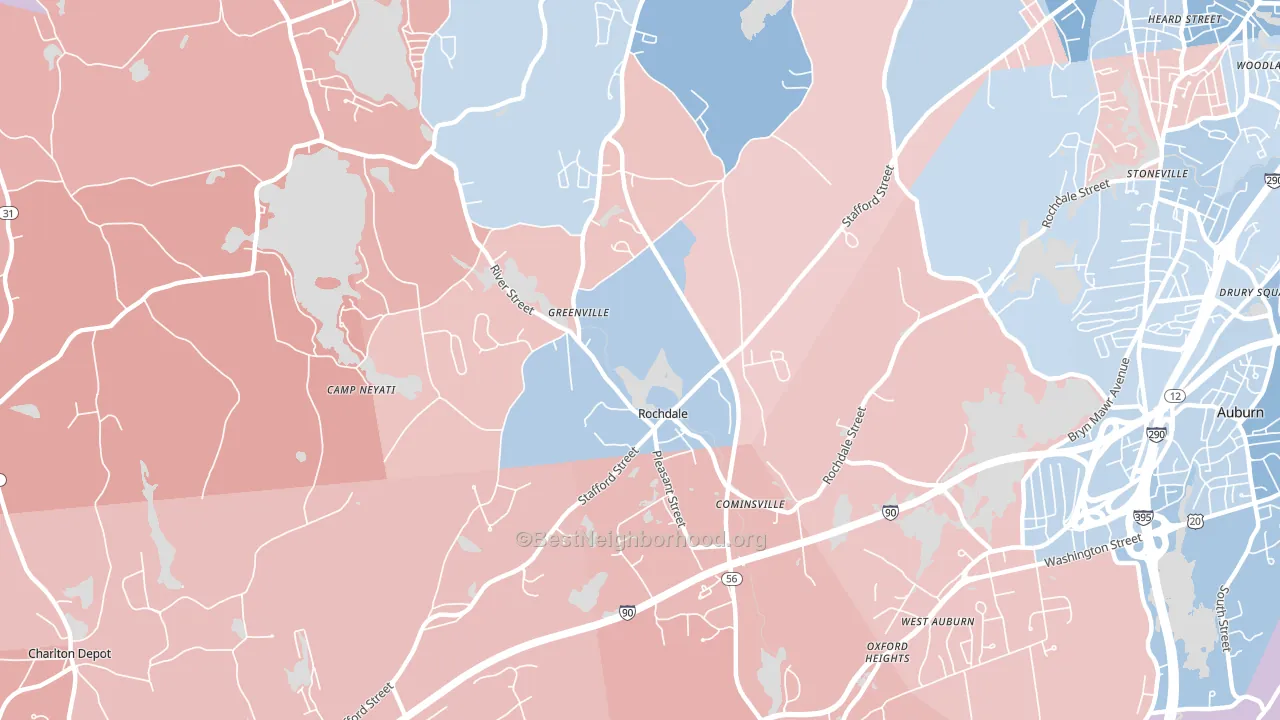 01542, MA block-group political-lean map