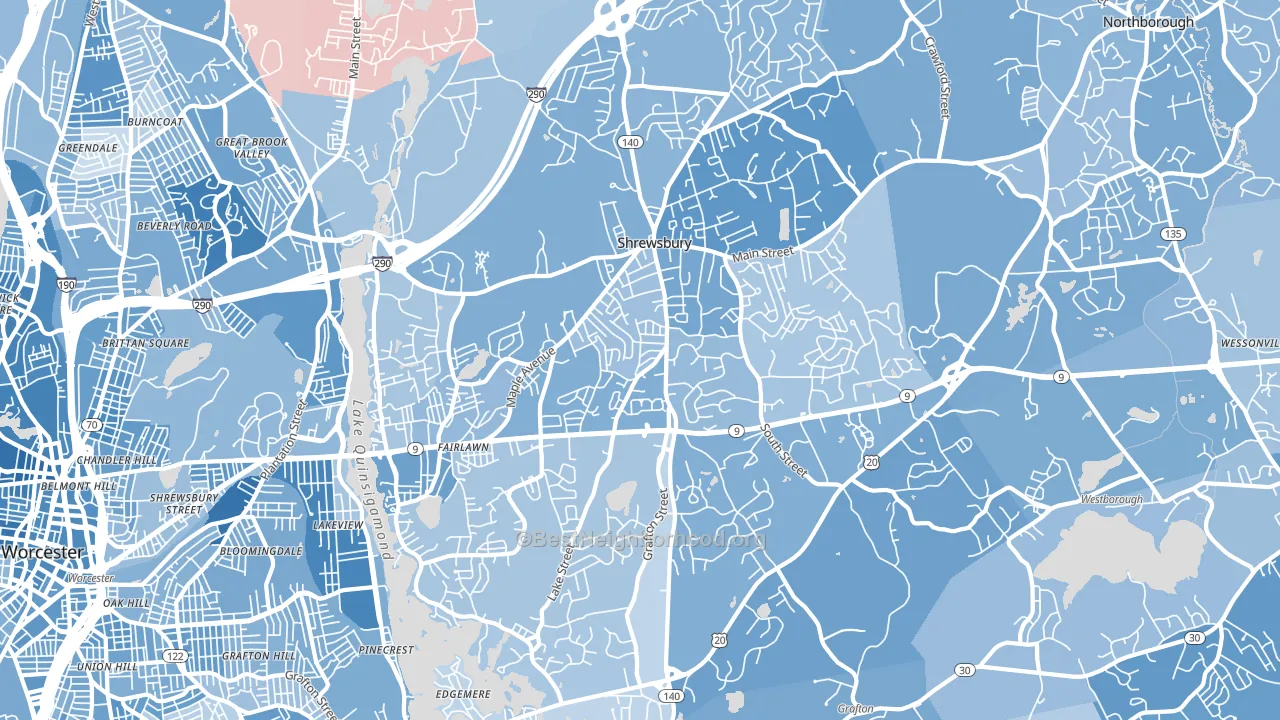 01545, MA block-group political-lean map