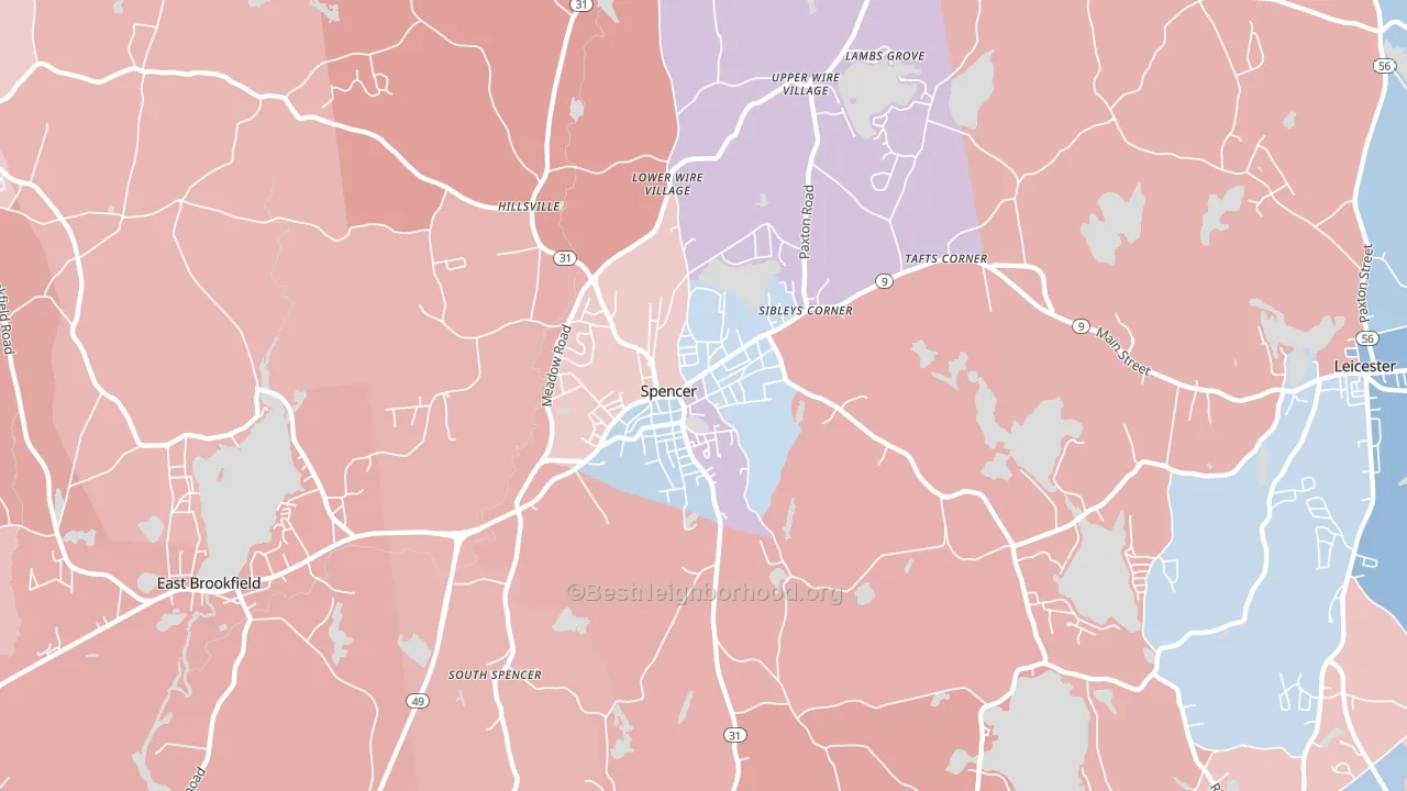 01562, MA block-group political-lean map