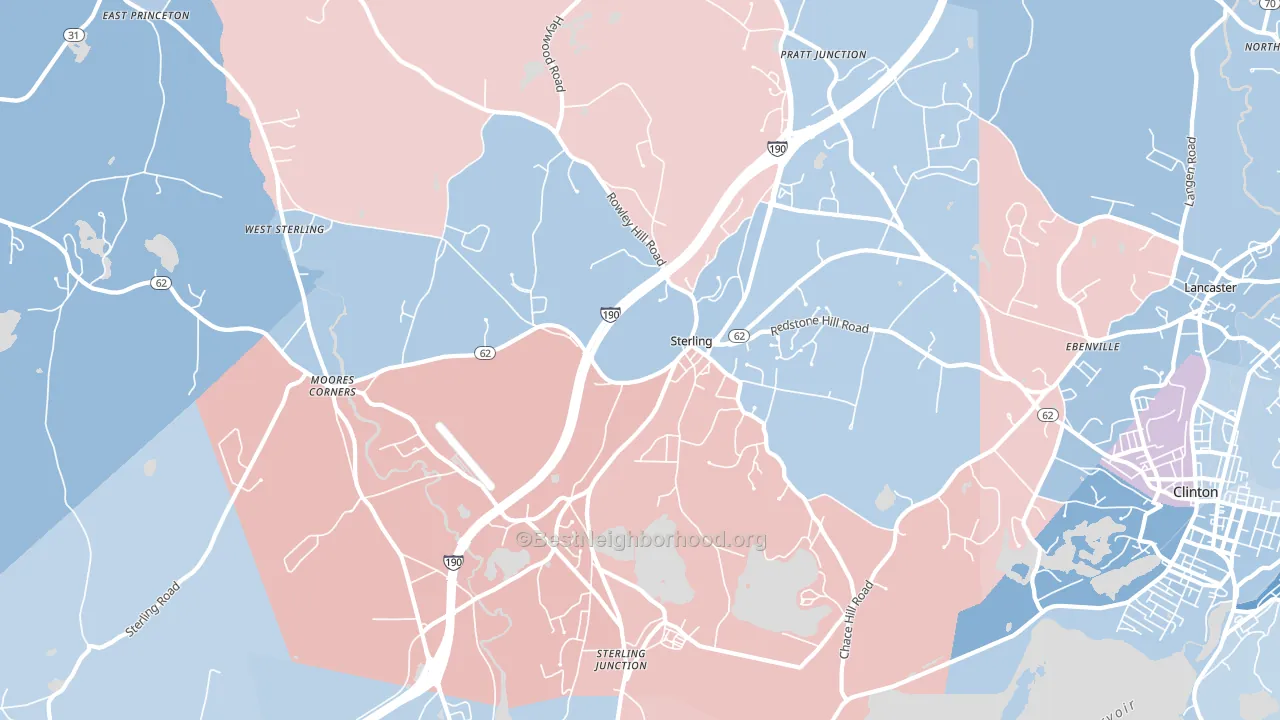 01564, MA block-group political-lean map