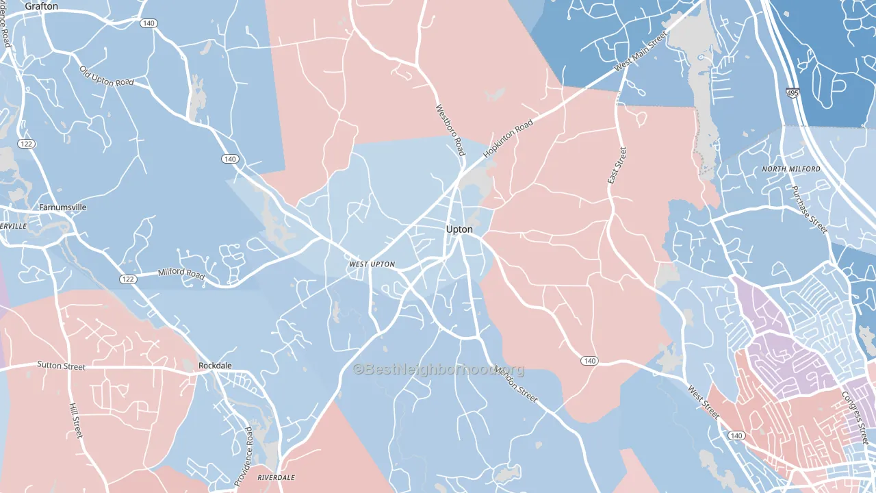 01568, MA block-group political-lean map