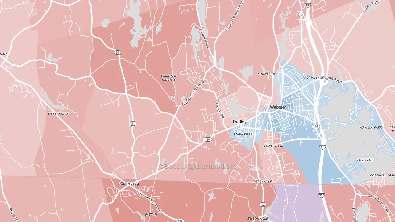 01571, MA block-group political-lean map
