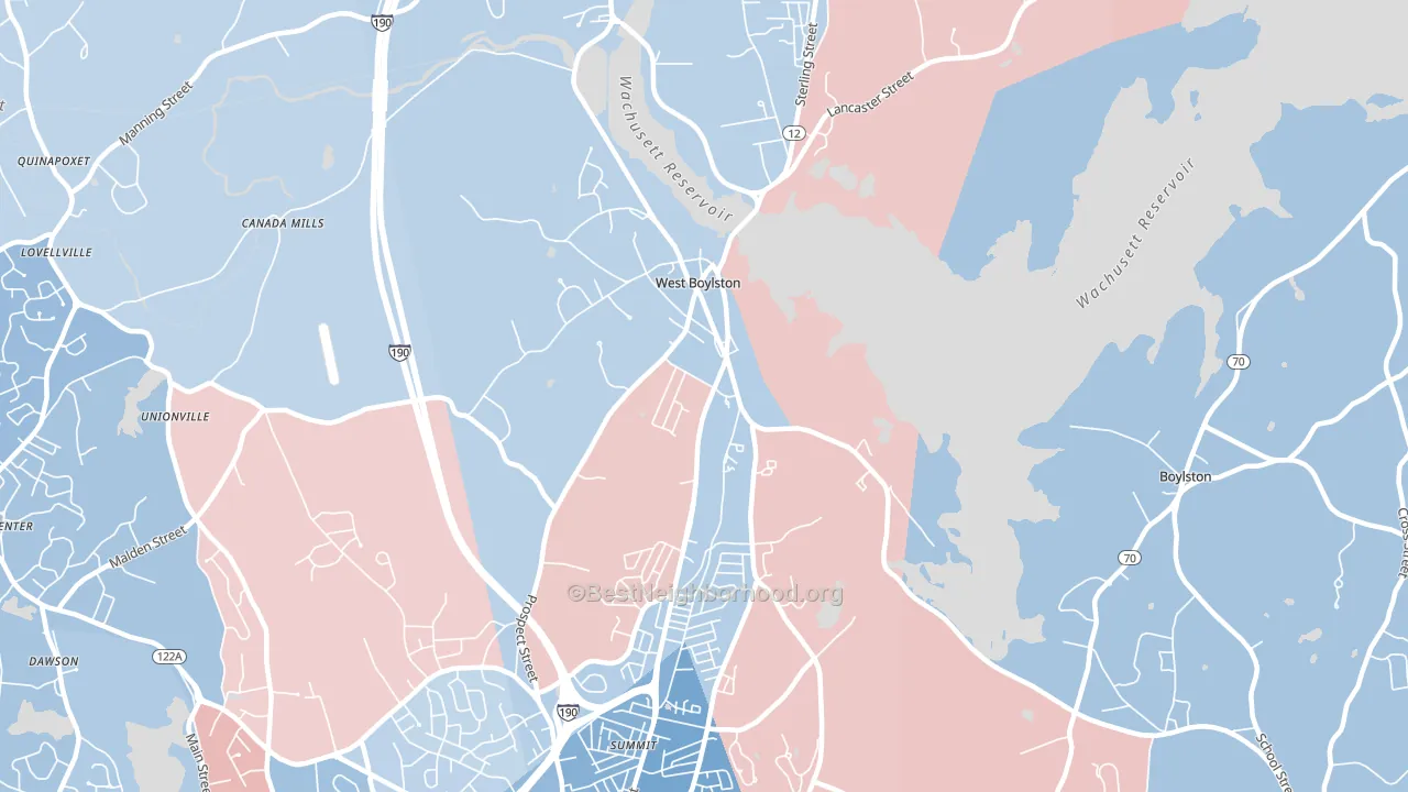 01583, MA block-group political-lean map