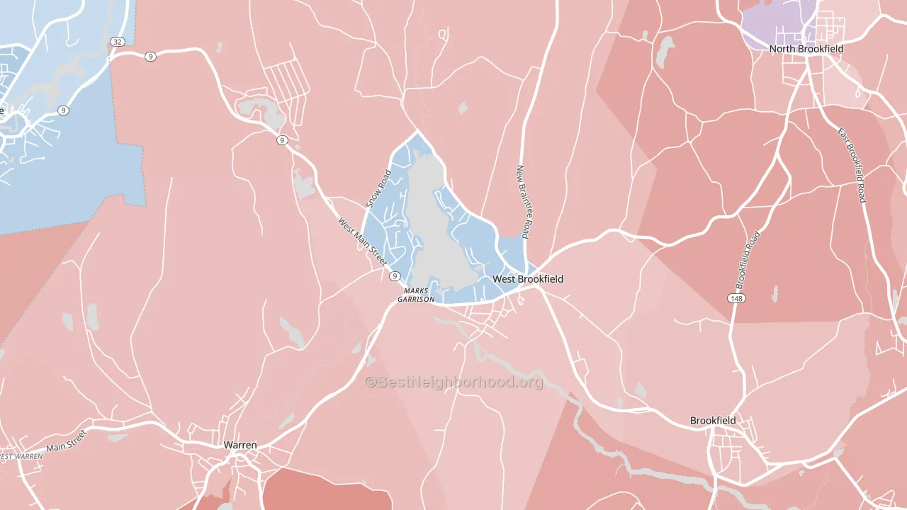 01585, MA block-group political-lean map