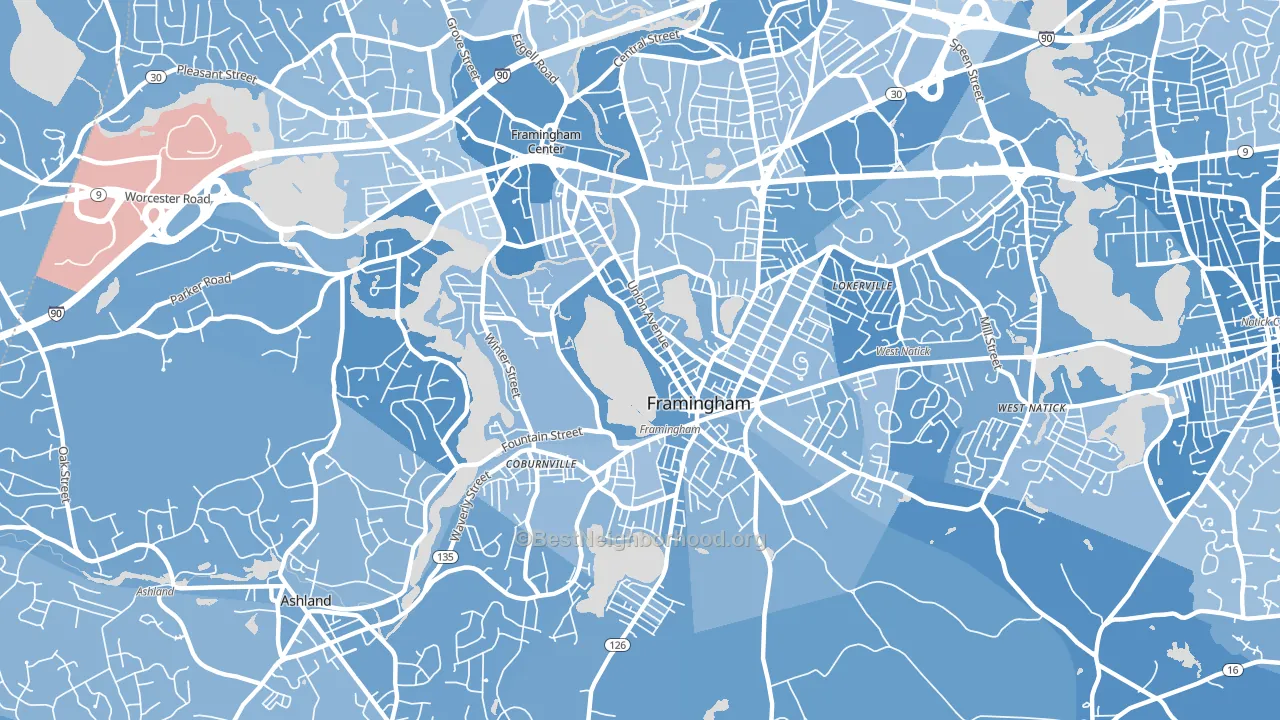 01702, MA block-group political-lean map