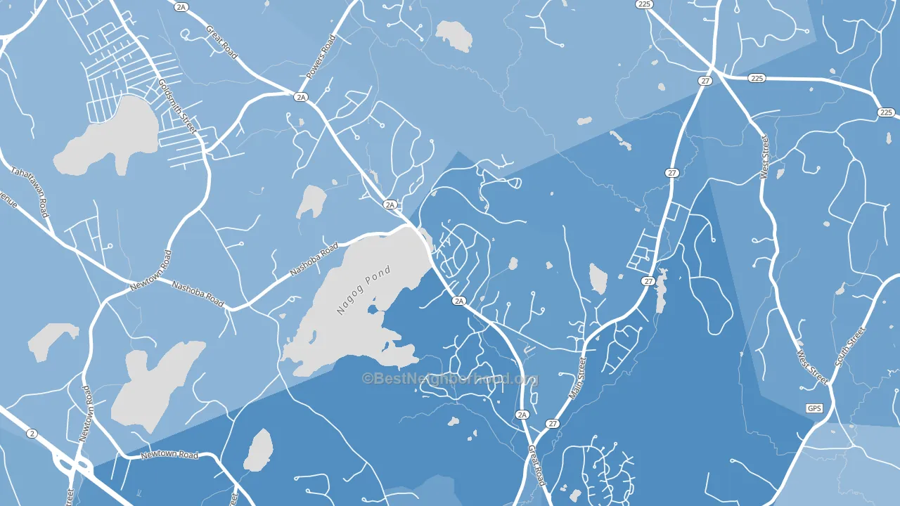 01718, MA block-group political-lean map