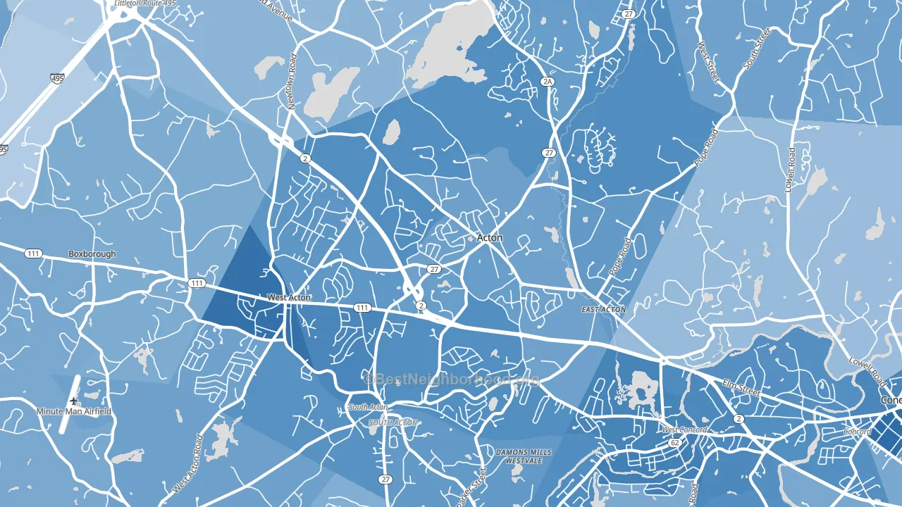 01720, MA block-group political-lean map