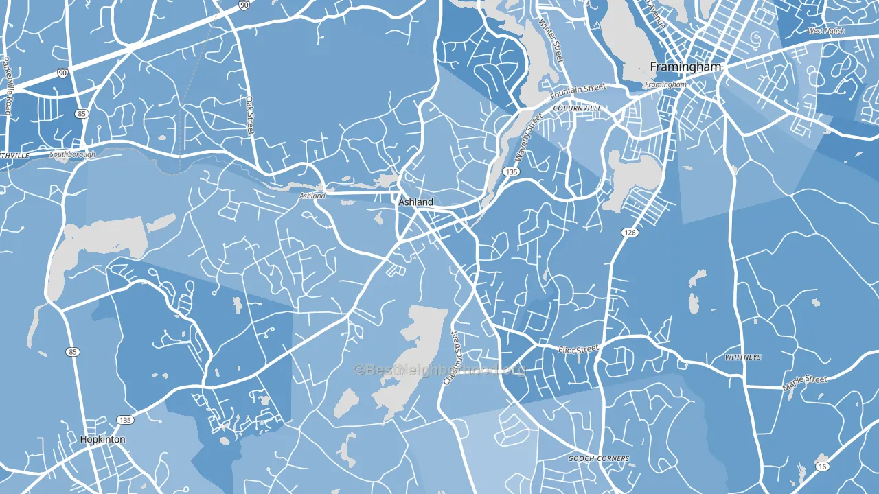 01721, MA block-group political-lean map