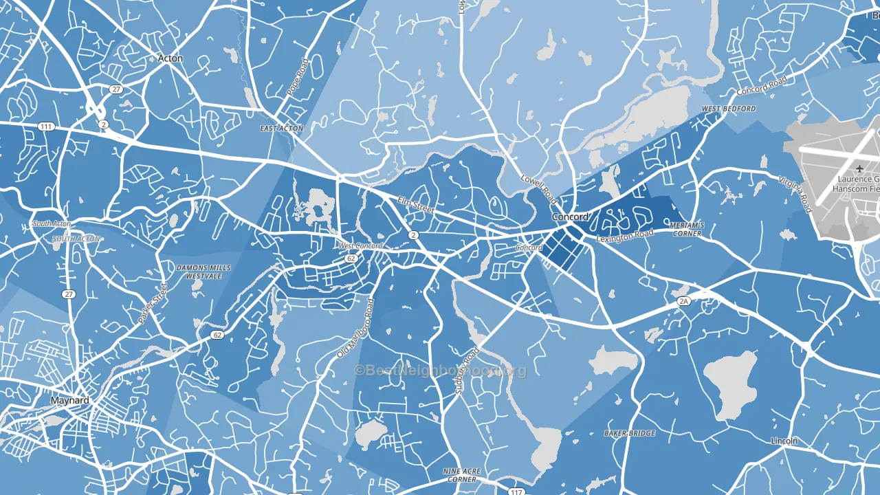 01742, MA block-group political-lean map