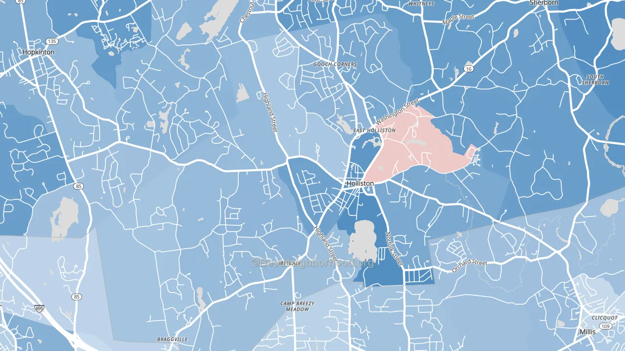 01746, MA block-group political-lean map