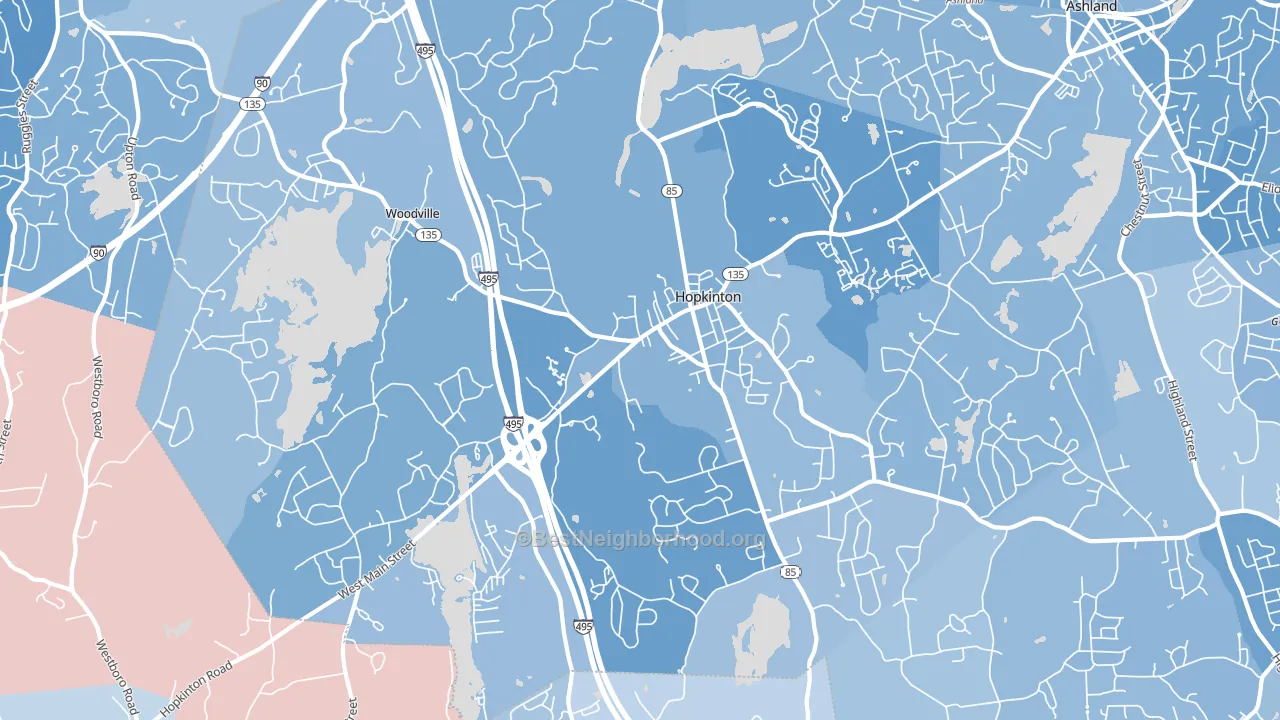 01748, MA block-group political-lean map