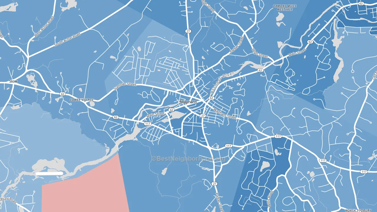 01754, MA block-group political-lean map