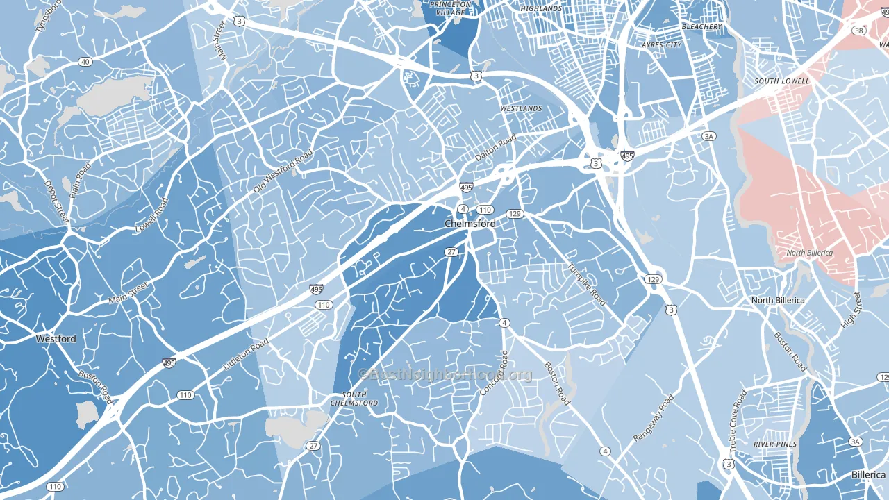 01824, MA block-group political-lean map