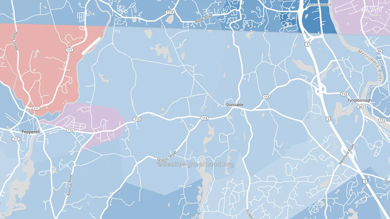 01827, MA block-group political-lean map