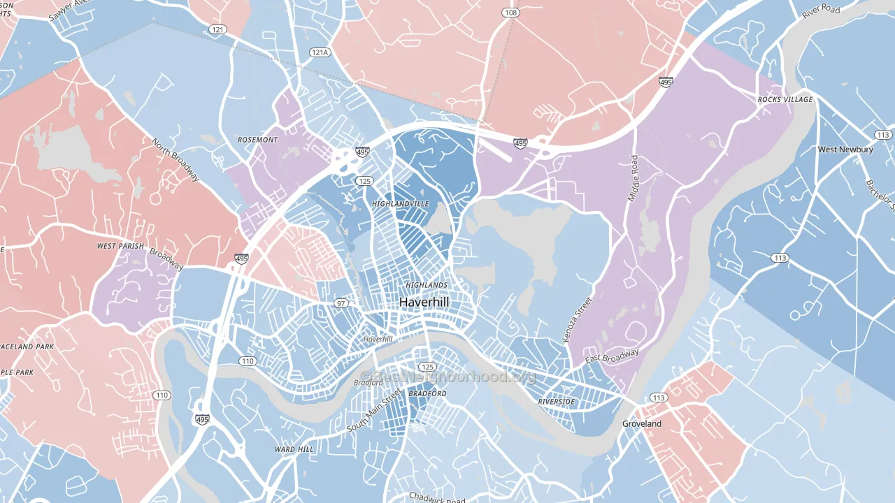 01830, MA block-group political-lean map