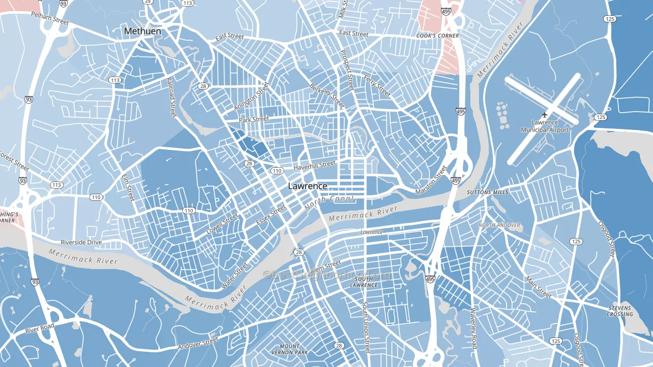 01840, MA block-group political-lean map