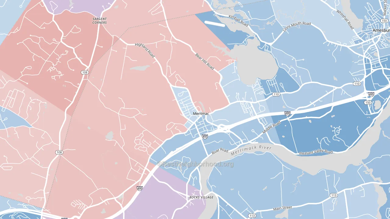 01860, MA block-group political-lean map