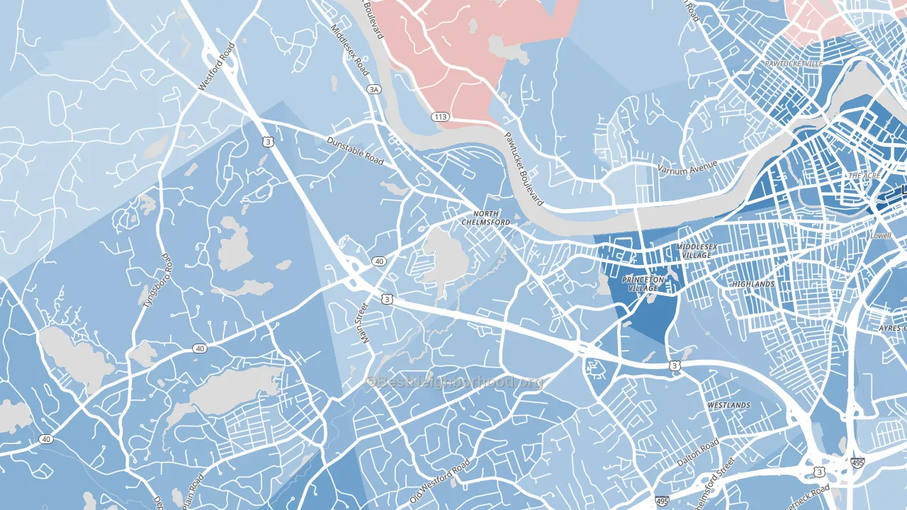 01863, MA block-group political-lean map