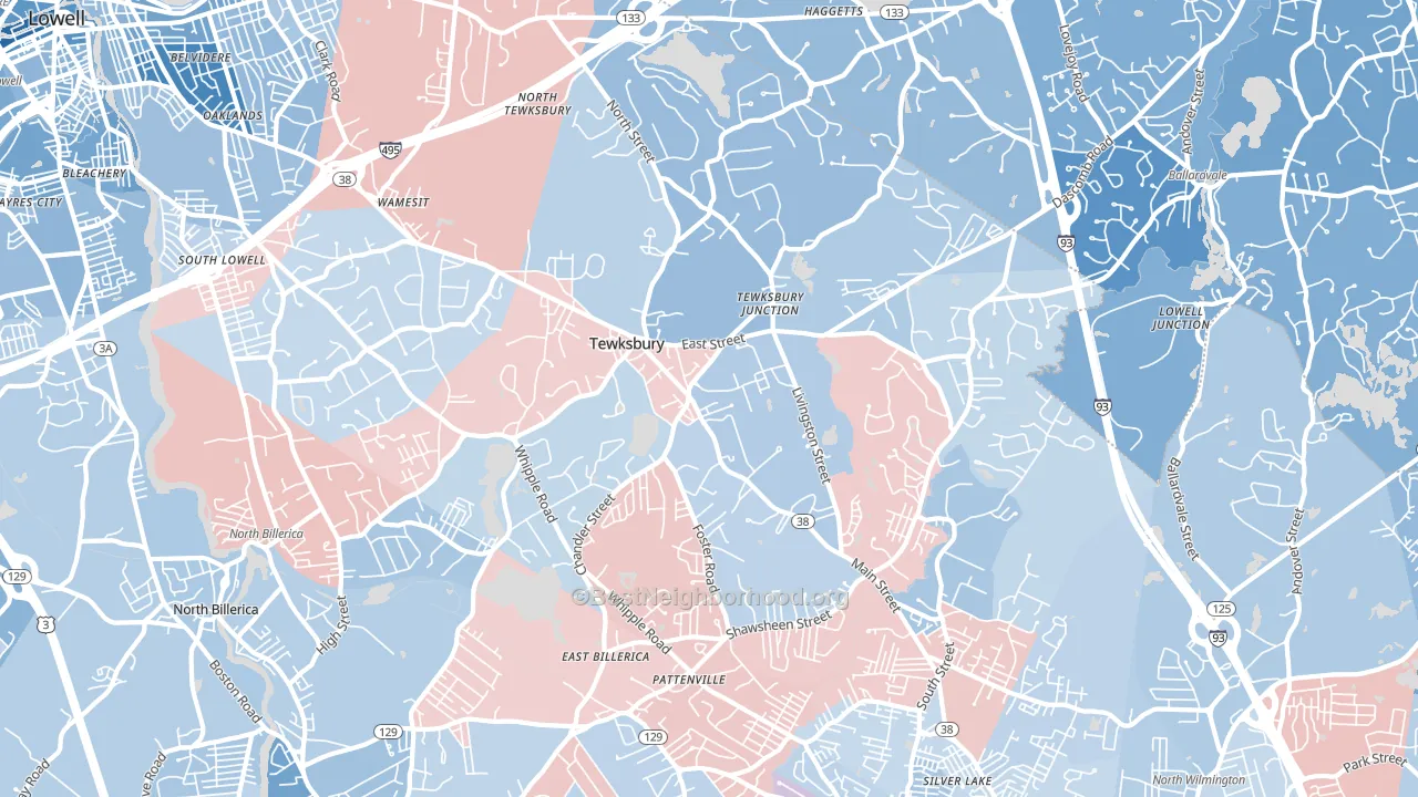 01876, MA block-group political-lean map