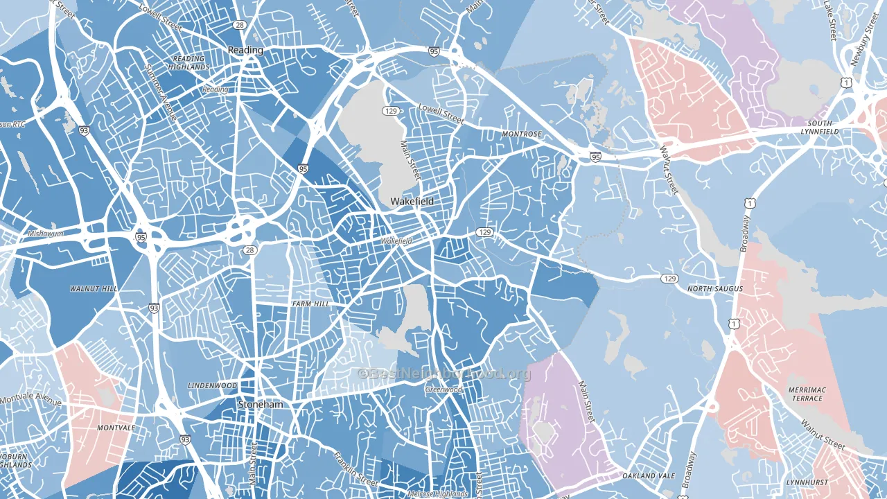 01880, MA block-group political-lean map