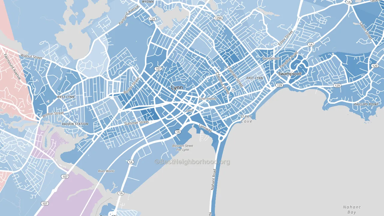01901, MA block-group political-lean map